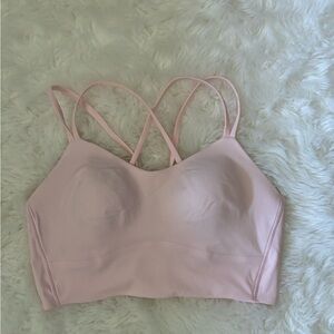 Lululemon like a cloud sport bra, light support in light pink, size 10.